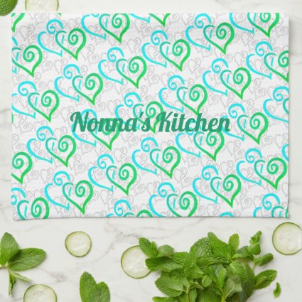 Green Turquoise Linked Heart Art Custom