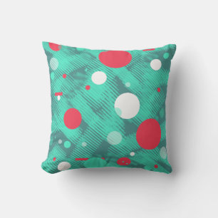 Green / Turquoise Print Throw Pillow