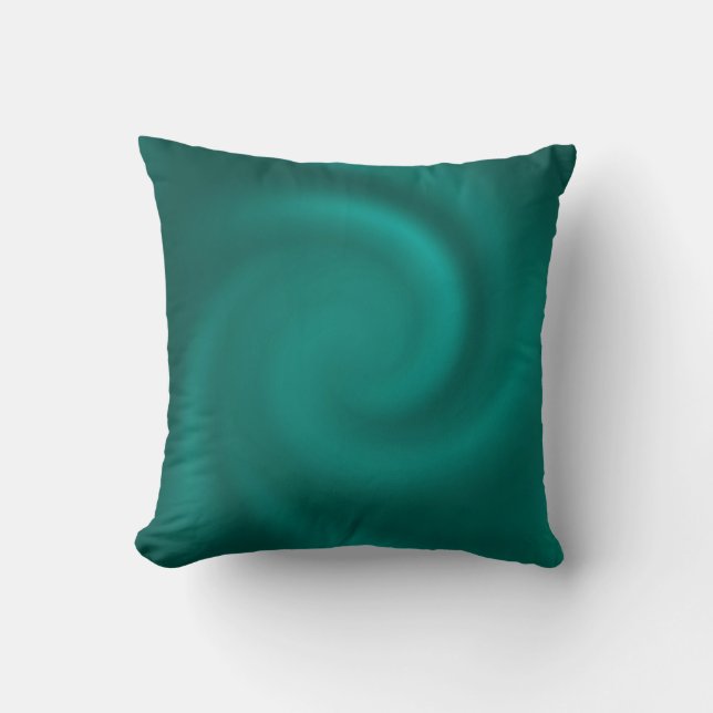 Green, turquoise spiral pattern. throw pillow (Front)