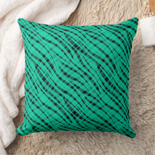 Green turquoise tiger abstract print throw pillow