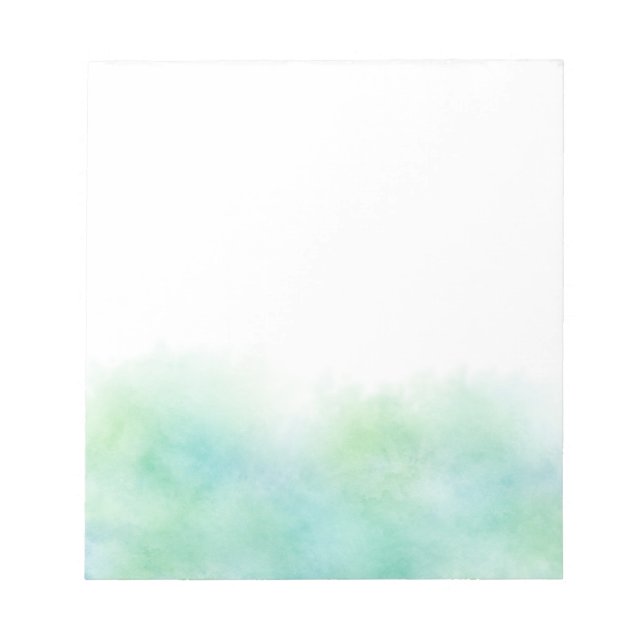 Green Turquoise Watercolor Abstract Notepad (Front)