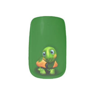 Green Turtle Baby 3D Minx Nail Art