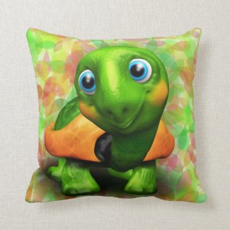 Green Turtle Baby 3D Throw Pillow