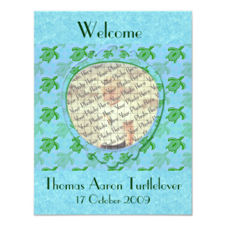 Green Turtle Baby Announcement Cards