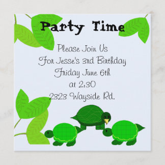 Green Turtle Birthday Invitation