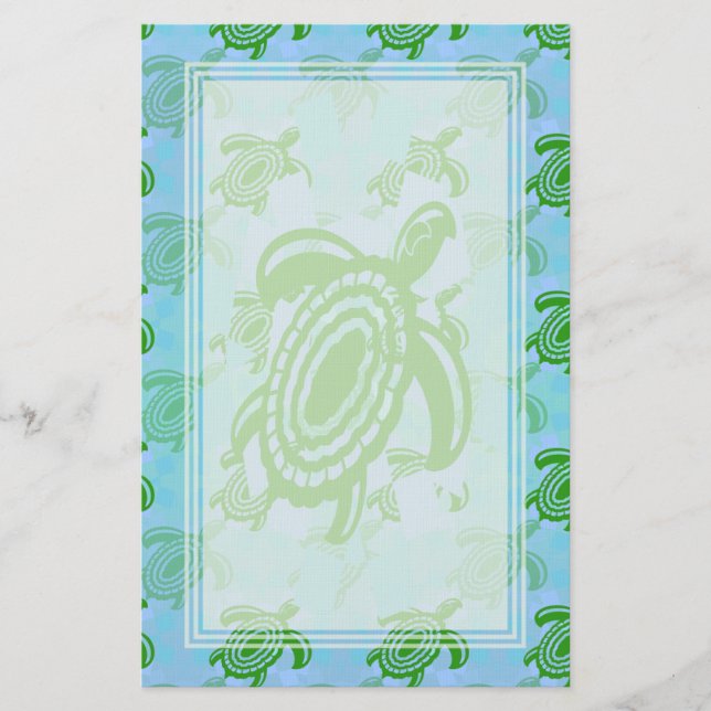 Green Turtle Blank Stationery (Front)