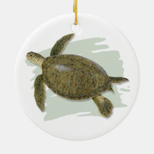 Green Turtle Ceramic Ornament