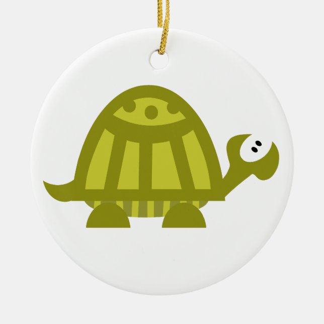 Green Turtle Ceramic Ornament (Front)