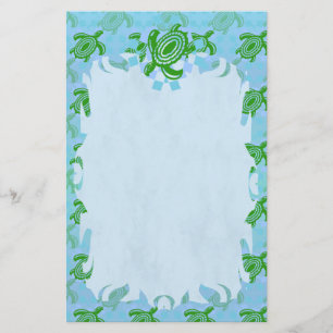 Green Turtle Flame Stationery