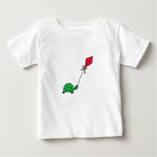 Green Turtle Flying Red Kite Baby T-Shirt