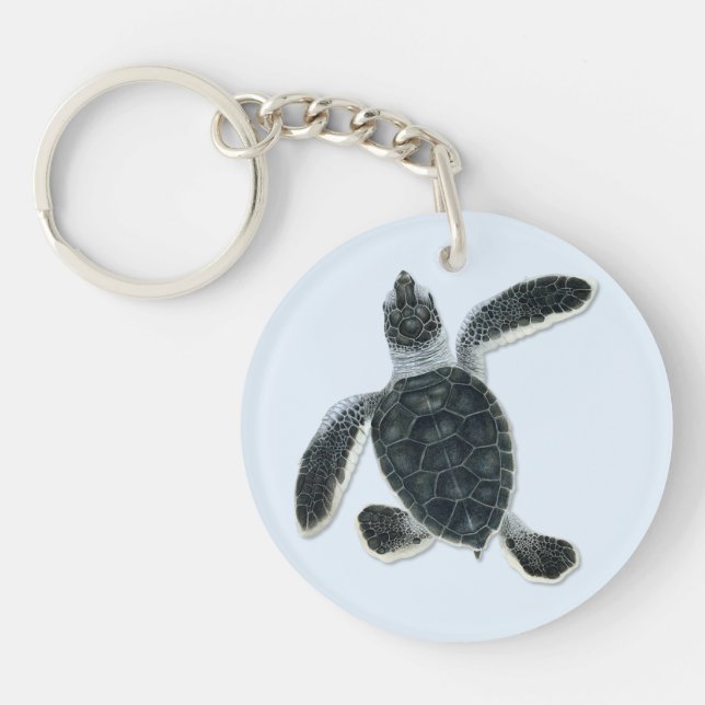 Green Turtle Hatchling Keychain (Front)