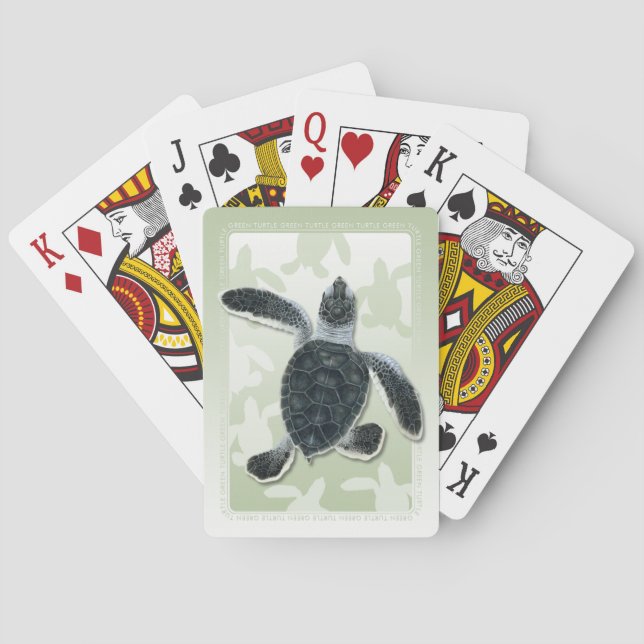 Green Turtle Hatchling Playing Cards (Back)