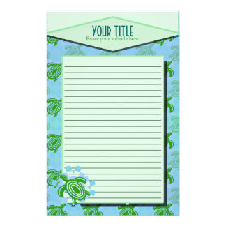 Green Turtle Lined Stationery