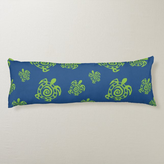 Green Turtle Pattern Body Pillow (Back)