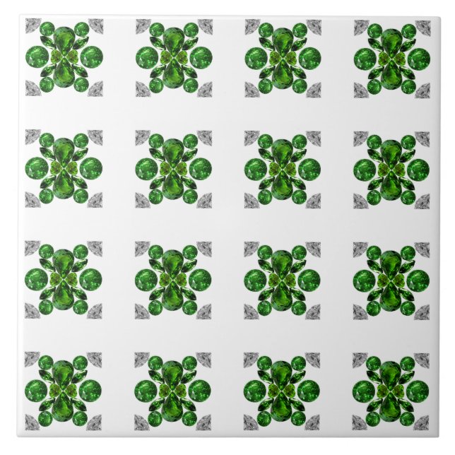 Green Turtle Pattern Ceramic Tile (Front)