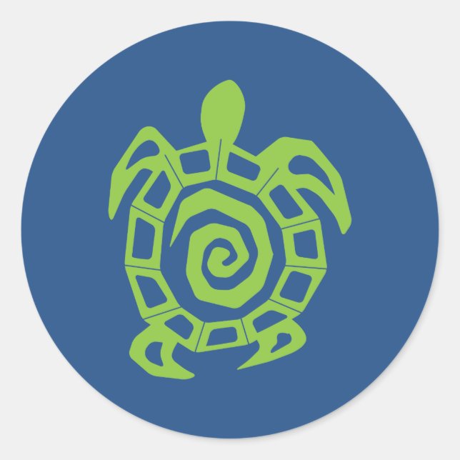 Green Turtle Pattern Classic Round Sticker (Front)
