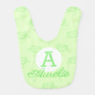 Green Turtle Pattern Cute  Baby Bib