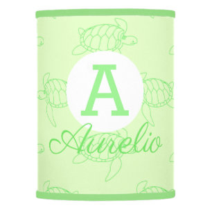 Green Turtle Pattern Monogram Lamp Shade