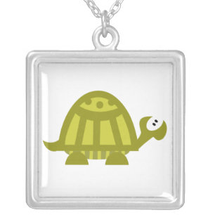 Green Turtle Silver Plated Necklace