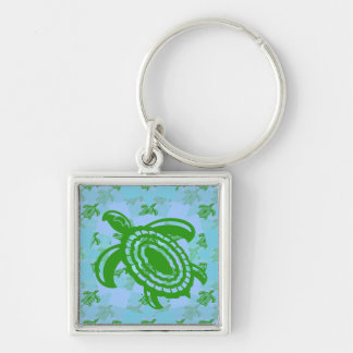 Green Turtle Square Keychain
