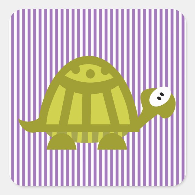 Green Turtle Square Sticker (Front)