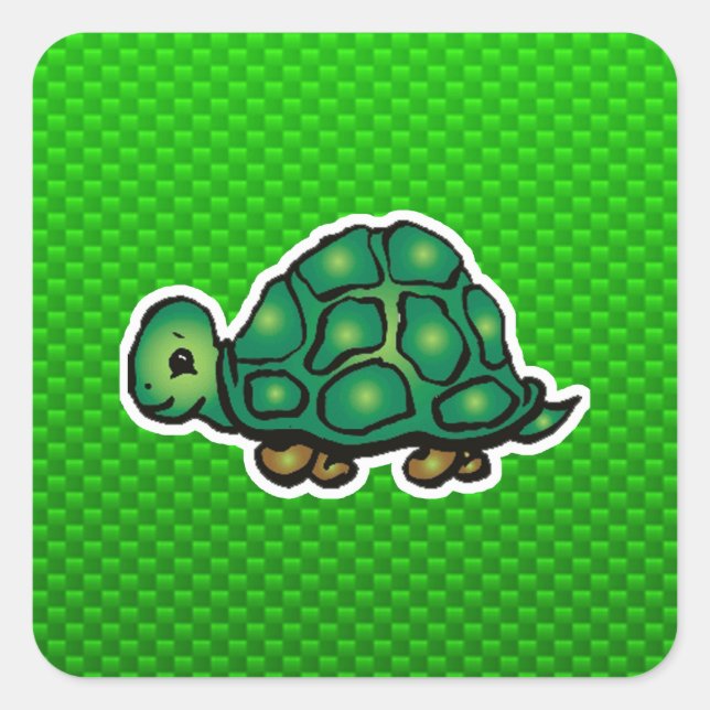 Green Turtle Square Sticker (Front)
