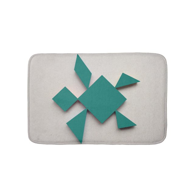 Green turtle Tangram Bathroom Mat (Front)