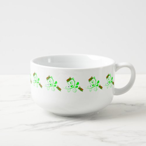 Green Turtles Butterfly Floral Soup Mug