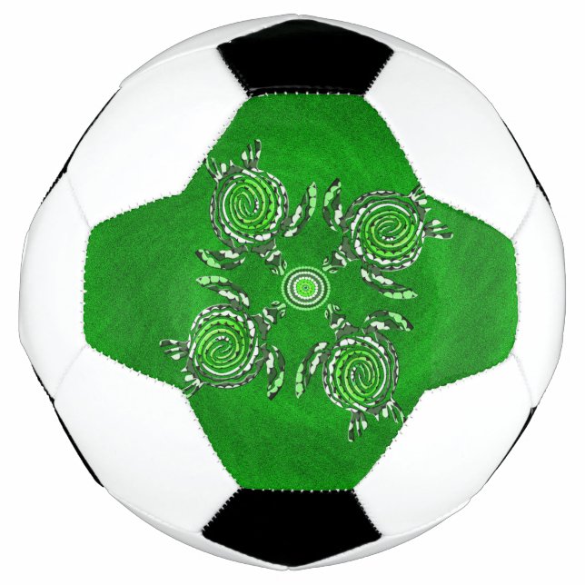 Green Turtles Dot Art, Soccer Ball (Front)