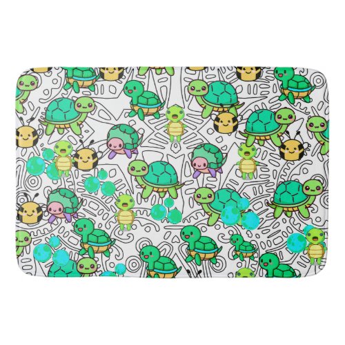 Green turtles large Bath Mat for boys