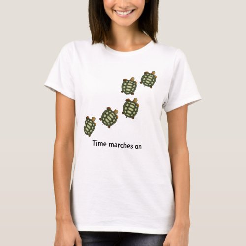 Green Turtles with Editable Time Marches on Text T_Shirt