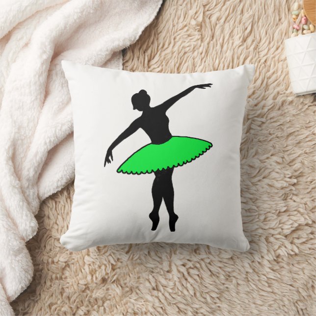 Green Tutu Ballet Dancer Ballerina Dance Teacher Throw Pillow (Blanket)