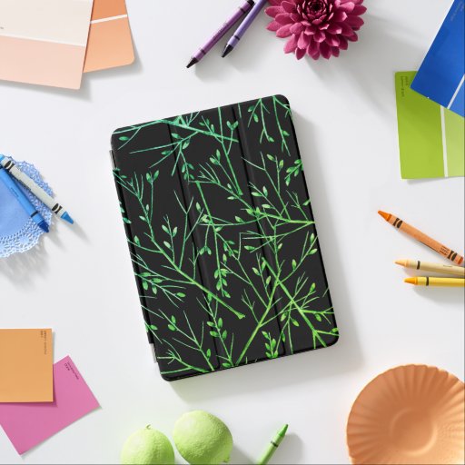 Green Twigs on Black iPad Air Cover