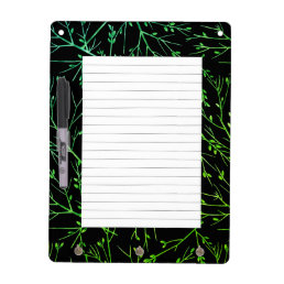 Green Twigs on Black with Lines Dry Erase Board