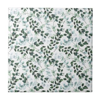 Green Twining Leaves Seamless Ceramic Tile