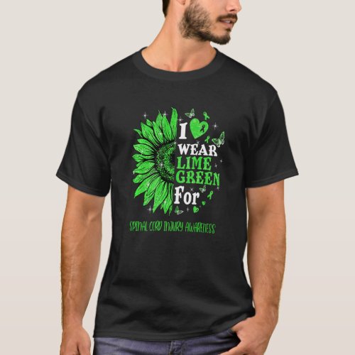 Green Twinkle Heart Sunflower Spinal Cord Injury A T_Shirt