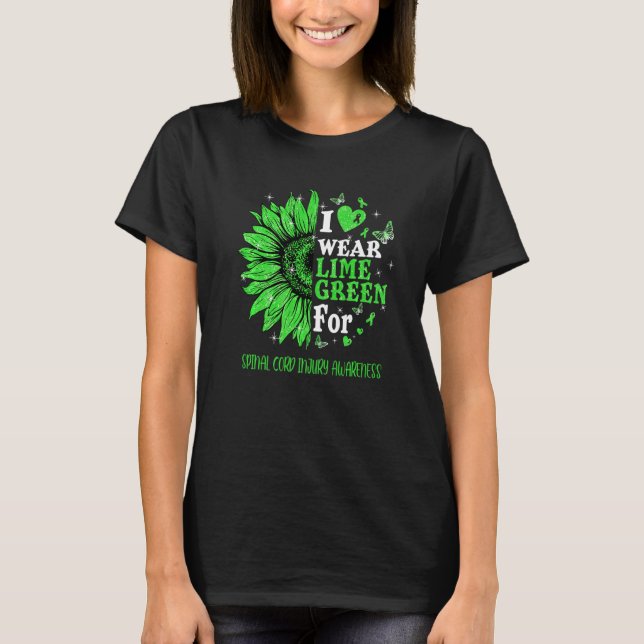 Green Twinkle Heart Sunflower Spinal Cord Injury A T-Shirt (Front)
