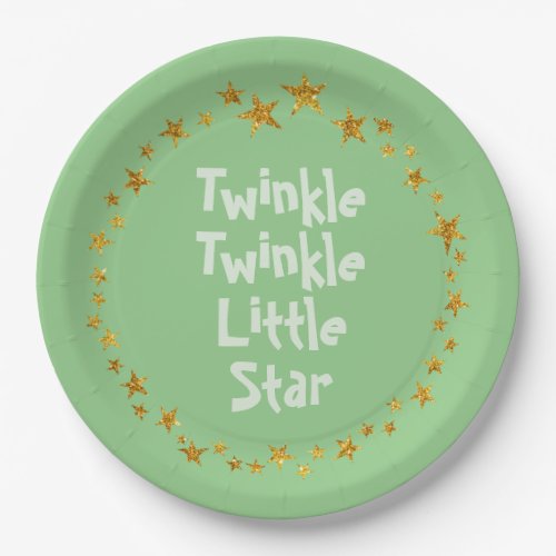 Green Twinkle Little Star Baby Party Plate