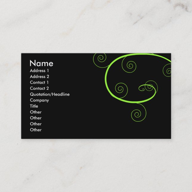 Green Twirls Business Card (Front)