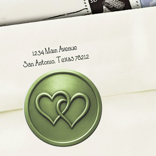 Green Two Hearts Intertwined Wedding Classic Round Sticker (Creator Uploaded)