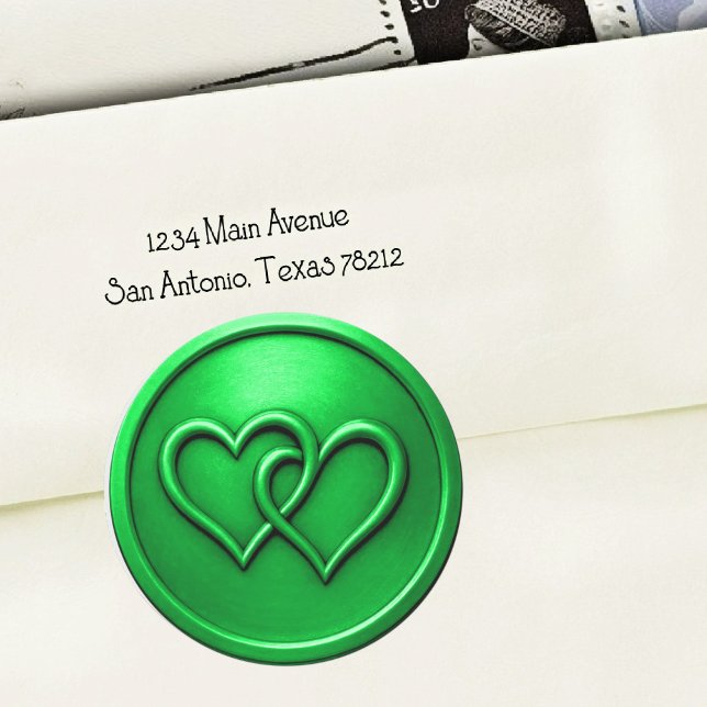 Green Two Hearts Intertwined Wedding Classic Round Sticker (Creator Uploaded)