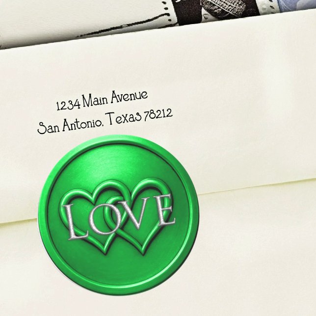 Green Two Hearts Intertwined Wedding Classic Round Sticker (Creator Uploaded)