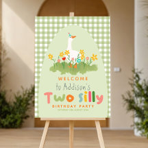 Green Two Silly Goose Birthday Welcome Sign