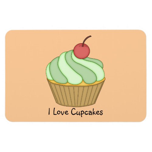 Green Two Tone Cupcake Premium Magnet