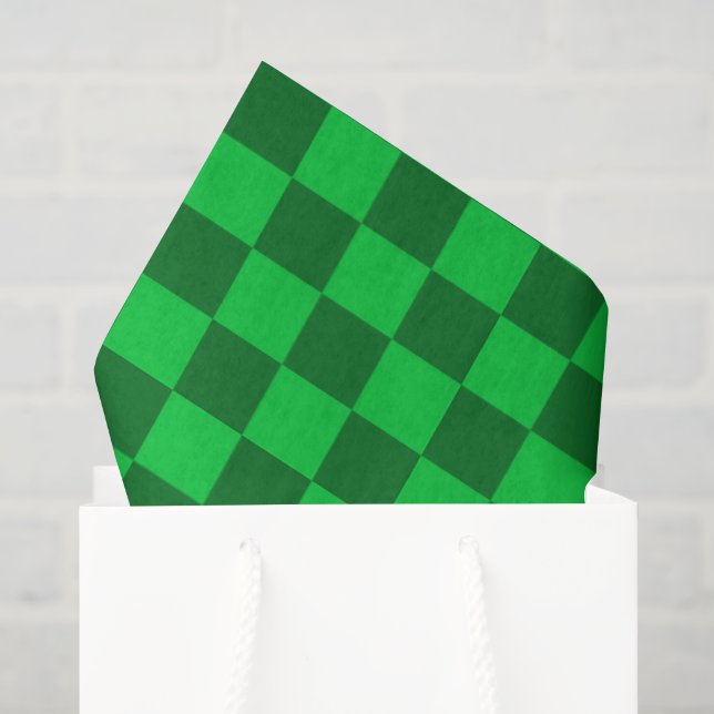Green Two Toned Checkerboard Pattern Tissue Paper (Gift Bag)