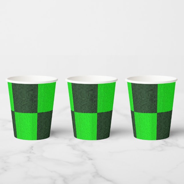 Green Two Toned Mosaic Squares, Paper Cups (Multi)