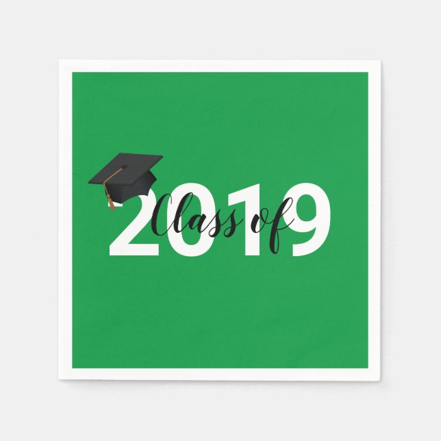 Green Typography Graduation Class of 2019 Napkins (Front)