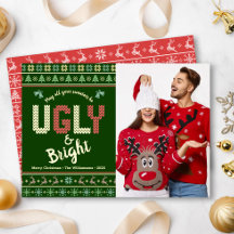 Green Ugly Sweater Christmas Photo Tacky Real Gold