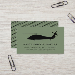 Green UH-60 Blackhawk Military Pilot Business Card