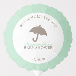 Green Umbrella Neutral Gender Baby Shower Balloon